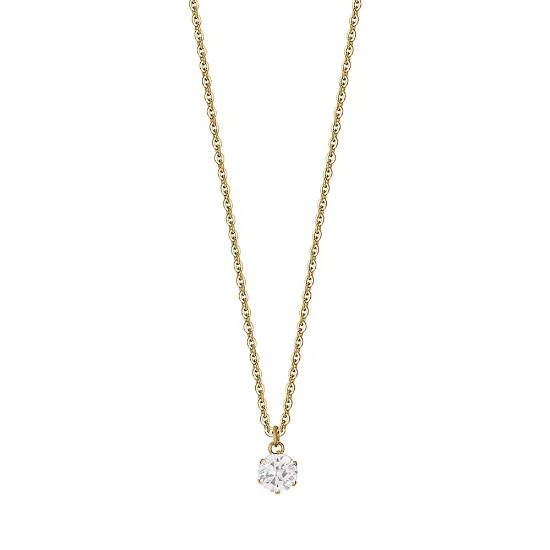 Picture of IP GOLD STEEL WOMEN'S NECKLACE WITH WHITE CRYSTAL