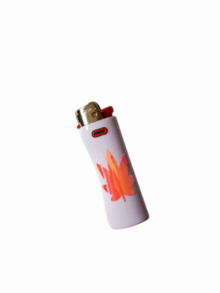 Picture of White lighter with orange leaf print