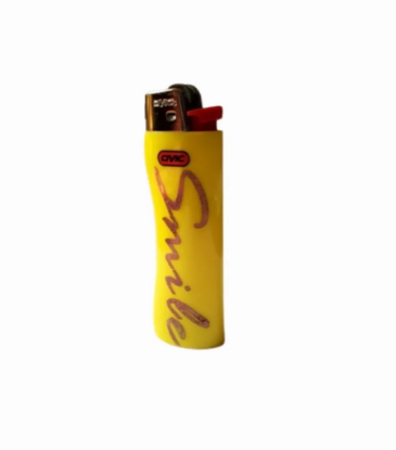 Picture of Yellow lighter with the words (Smile)