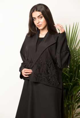 Picture of BL-0203 Abaya, classic model, soft collar, with handmade beads