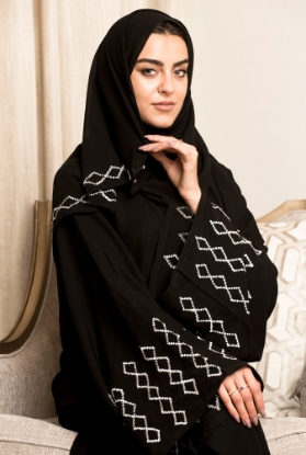 Picture of BL-0208 Classic model abaya with embroidery and embroidered hijab