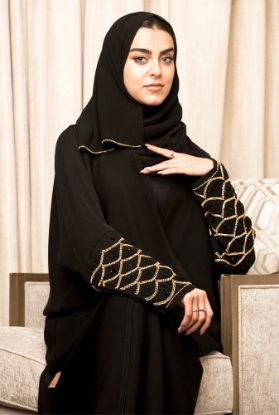 Picture of BL-0214 Abaya classic model with golden color embroidery
