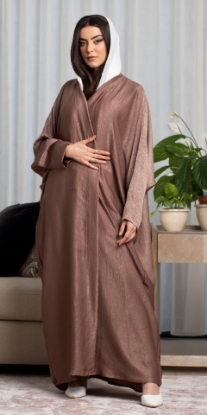 Picture of CL-0198 Abaya wide Model caramel color shiny Silk