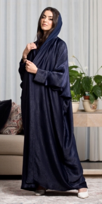 Picture of CL-0199 Abaya, wide model, shiny navy blue silk